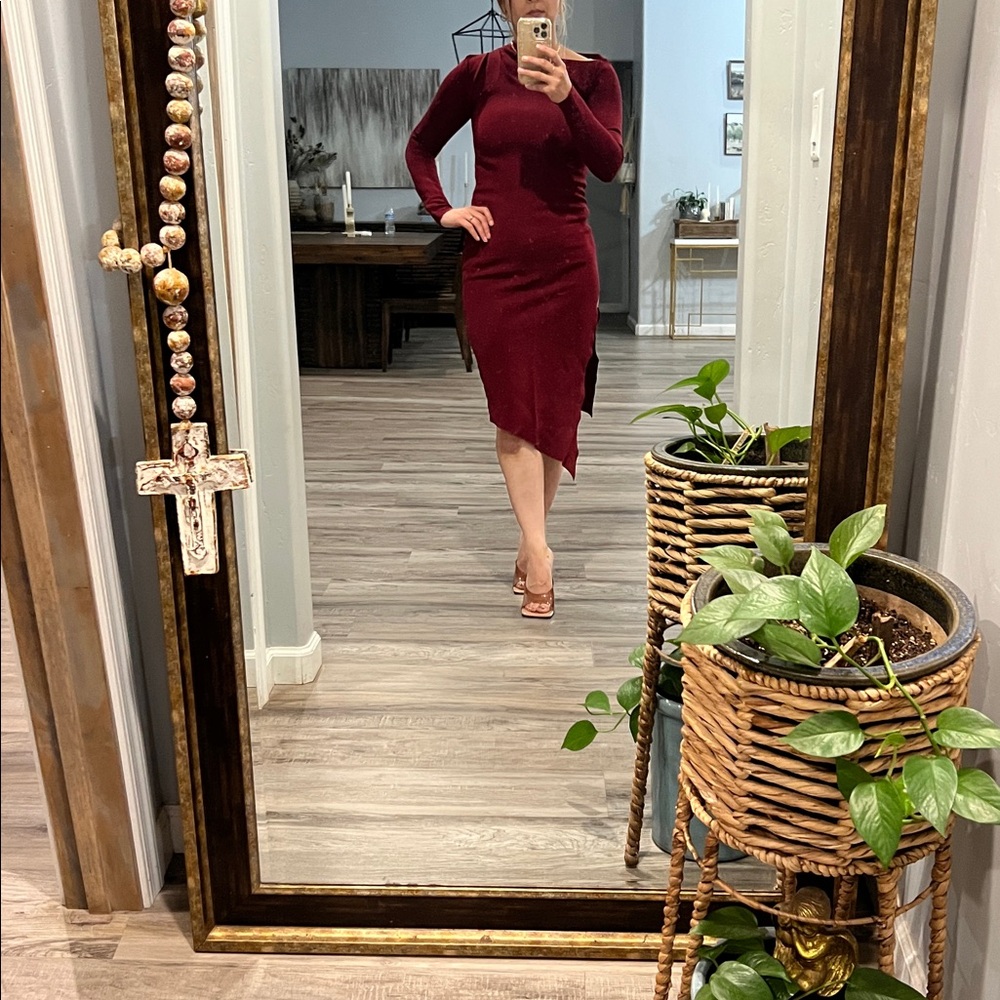 Zara Burgundy Midi Dress